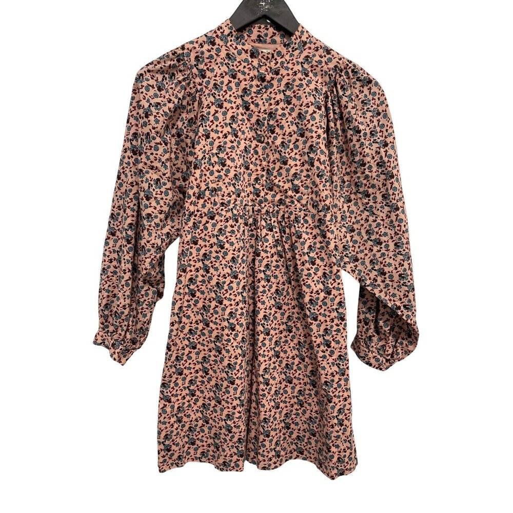 Joie Mini Dress Size XS Floral Print Button Up Gathered Long Sleeve Boho Chic - Picture 3 of 11